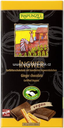 Rapunzel Zartbitter Schokolade 55% Kakao mit Ingwer, 80g