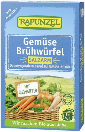 Rapunzel Gemüse-Brühwürfel salzarm, mit Bio-Hefe, 68g