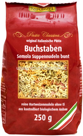 Rapunzel Buchstaben Suppennudeln Semola bunt, 250g