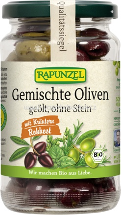 Rapunzel Oliven gemischt mit Kräutern,ohne Stein geölt, 170g