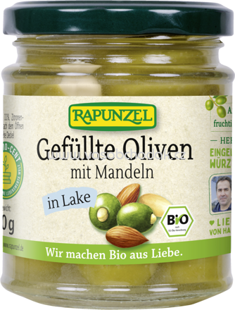 Rapunzel Oliven grün, gefüllt mit Mandeln in Lake, 190g