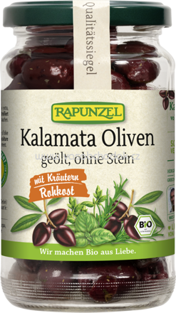 Rapunzel Oliven Kalamata mit Kräutern, ohne Stein geölt, 170g