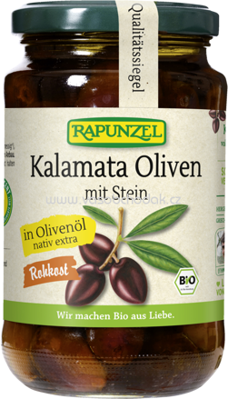 Rapunzel Oliven Kalamata violett, mit Stein in Olivenöl, 335g