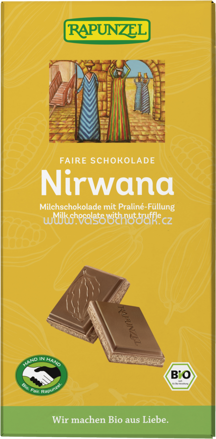 Rapunzel Nirwana Milchschokolade mit Praliné-Füllung, 100g