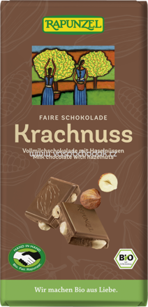 Rapunzel Vollmilch Schokolade Krachnuss, 100g