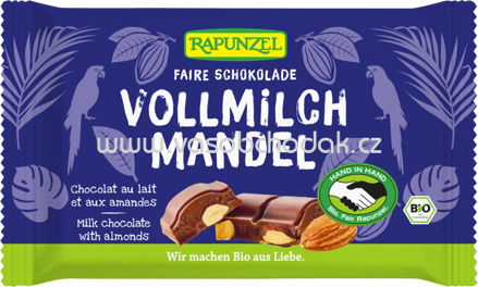 Rapunzel Vollmilch Schokolade mit ganzen Mandeln, 100g