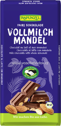 Rapunzel Vollmilch Schokolade mit ganzen Mandeln, 200g