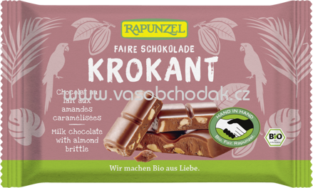 Rapunzel Vollmilch Schokolade mit Mandelkrokant, 100g
