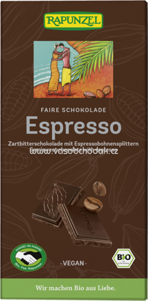 Rapunzel Zartbitter Schokolade 51% Kakao mit Espressobohnensplittern, 80g