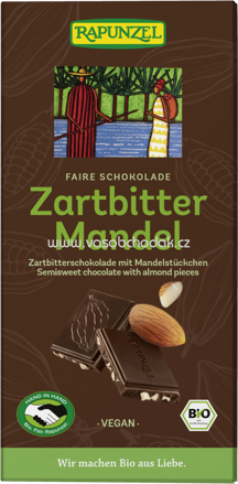 Rapunzel Zartbitter Schokolade 55% Kakao mit Mandelstückchen, 80g