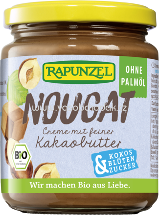 Rapunzel Nougat-Creme mit Kakaobutter & Kokosblütenzucker ohne Palmöl, 250g