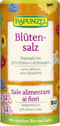 Rapunzel Blütensalz Flower Power, Steinsalz mit 30% Blüten und Kräutern, 90g