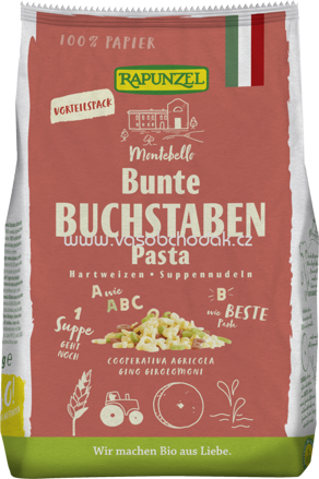 Rapunzel Buchstaben Suppennudeln Semola bunt, 250g