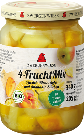 Zwergenwiese 4-FruchtMix, Pfirsich, Birne, Apfel, Ananas, 340g