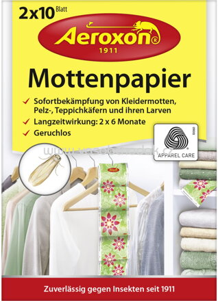 Aeroxon Mottenpapier, 2x10 Blatt