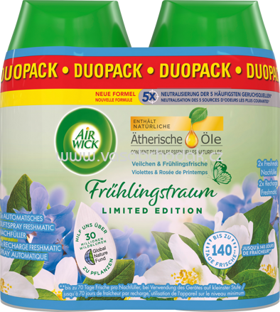 AirWick Lufterfrischer Freshmatic Veilchen & Frühlingsfrische Nachfüllpack, 2x250 ml, 500 ml