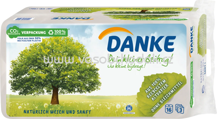 Danke Toilettenpapier Recycling 3-lg, 16x150Bl, 2400 Bl - ONL