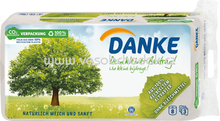 Danke Toilettenpapier Recycling 3-lg, 8x150 Bl, 1200 Bl