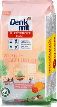 Denkmit Feuchte Allzwecktücher Stadtgeflüster, 2x50St, 100 St