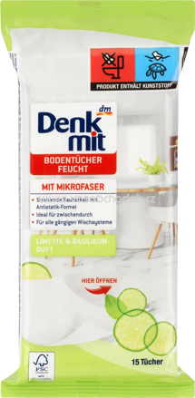 Denkmit Feuchte Bodentücher Limette & Basilikum, 15 St