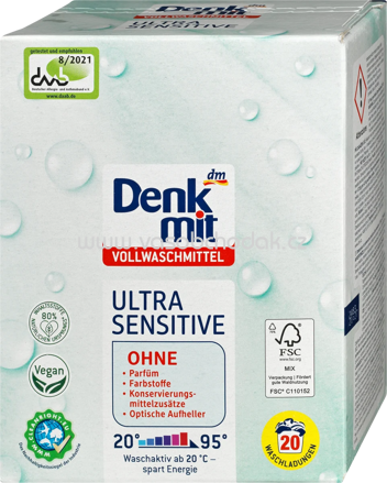 Denkmit Vollwaschmittel Pulver Ultra Sensitive, 20 Wl