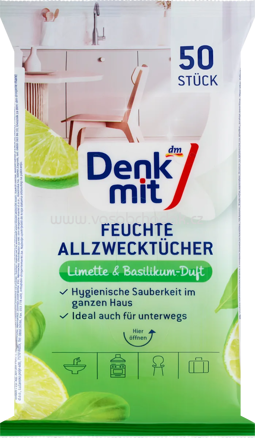 Denkmit Feuchte Allzwecktücher Limette & Basilikum, 50 St