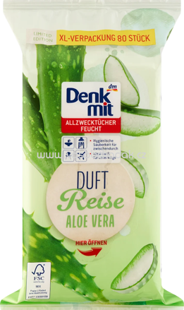Denkmit Feuchte Allzwecktücher Aloe Vera, 80 St