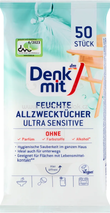 Denkmit Feuchte Allzwecktücher Ultra Sensitiv, 50 St