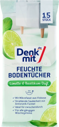 Denkmit Feuchte Bodentücher Limette & Basilikum, 15 St