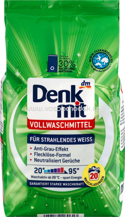 Denkmit Vollwaschmittel Pulver für strahlendes Weiß, 20 Wl