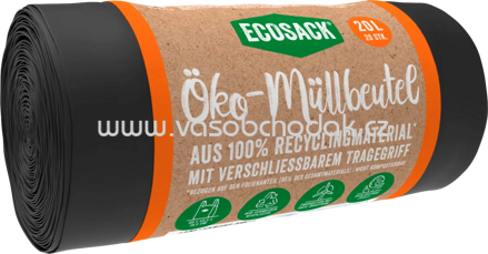 Ecosack Müllbeutel Öko 20l mit Tragegriff, 20 St