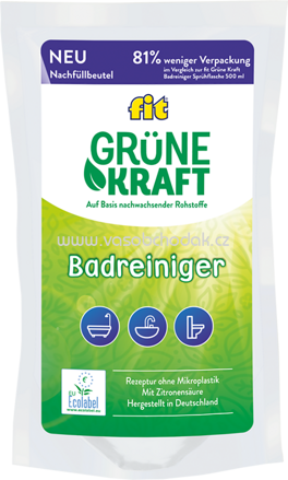 Fit Grüne Kraft Badreiniger Nachfüllpack, 500 ml