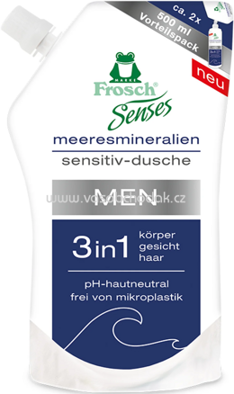 Frosch Duschgel Men Sensitiv Meeresmineralien 3in1 Nachfüllpack, 500 ml