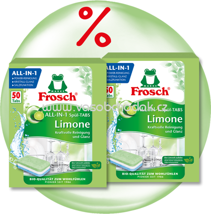 Frosch All-in-1 Spül-Tabs Limone, 2x50 Stück, 1,800 l