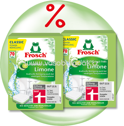 Frosch Classic Spül-Tabs Limone Vorteilspaket, 140 Stück
