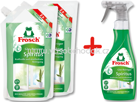 Frosch Glas-Reiniger Spiritus Vorteilspaket 2x950 ml, 1x 500 ml, 2,4 l