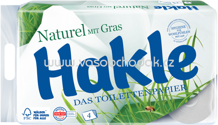 Hakle Toilettenpapier Naturel mit Gras, 4-lagig, 8 Rollen