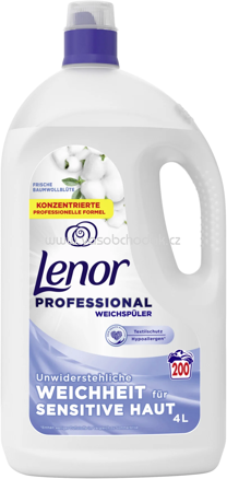 Lenor Professional Weichspüler Sensitive Frische Baumwollblüte, 200 Wl, 4 l