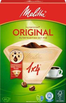 Melitta Filtertüten 1x4 naturbraun Aroma, 80 St