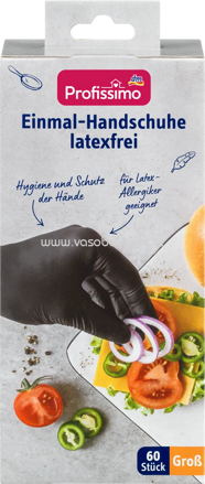 Profissimo Einmalhandschuhe latexfrei schwarz Groß, 60 St