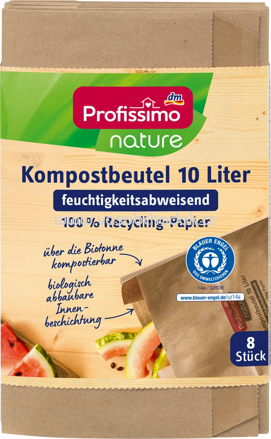 Profissimo Kompostbeutel nature 10l feuchtigkeitsabweisend, 8 St