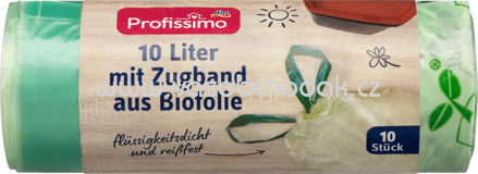 Profissimo Müllbeutel mit Zugband aus Biofolie, 10l, 10 St