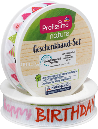 Profissimo nature Geschenkband-Set Happy Birthday/Wimpelkette, 10 m