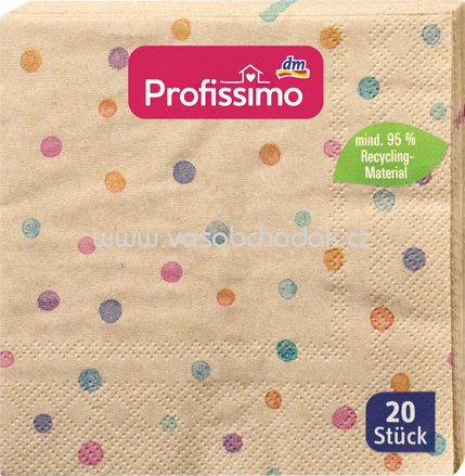 Profissimo Cocktailservietten "Punkte" aus Recycling-Material 25x25 cm, 20 St