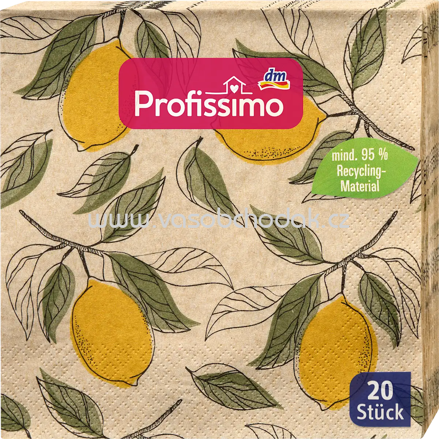 Profissimo Servietten "Zitrone" aus Recyclingmaterial (33x33cm), 20 St
