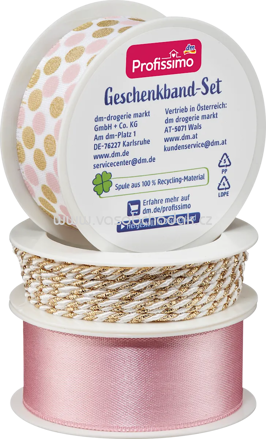Profissimo Geschenkband-Set "rose/weiß-gold, 11 m