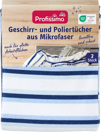 Profissimo Geschirr- und Poliertücher aus Mikrofaser, 2 St