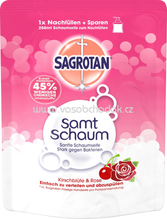 Sagrotan Samt-Schaum Handwaschschaum Kirschblüte & Rose, Nachfüllpack, 250 ml