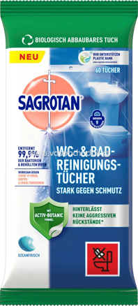 Sagrotan WC & Bad Reinigungstücher, 60 St