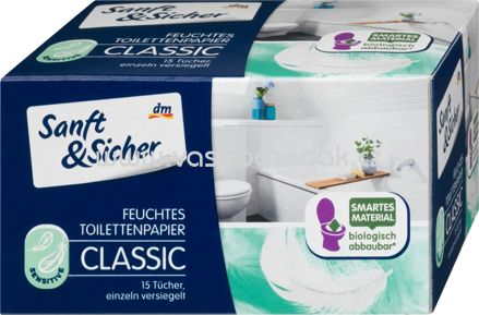 Sanft&Sicher Feuchtes Toilettenpapier Sensitive, 15 St